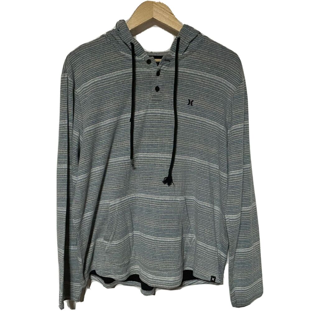 Hurley Striped Boys Hoodie Sweatshirt Blue/Gray Size Large